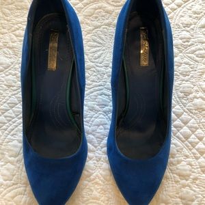 Blue suede heels